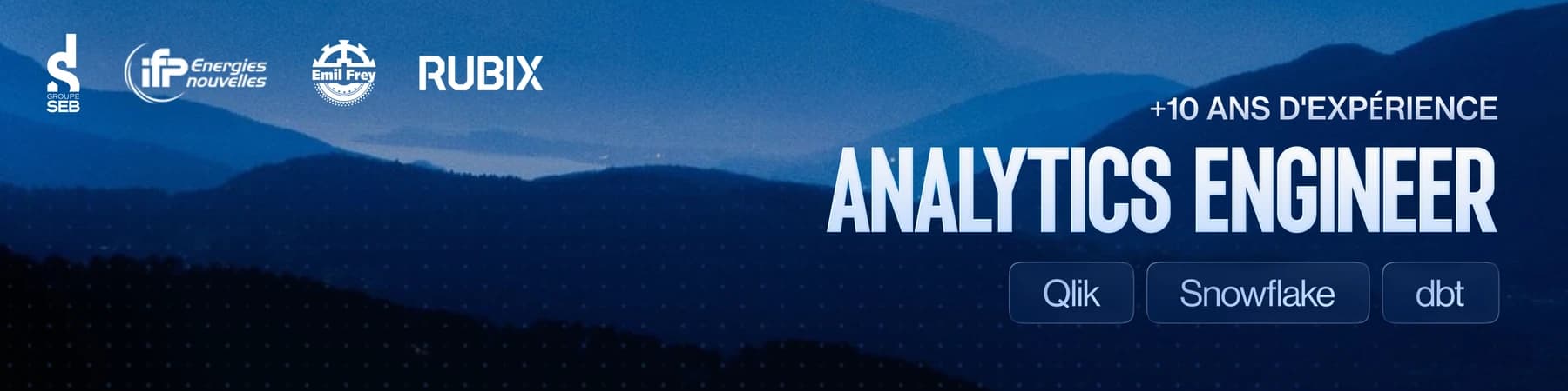 Blue analytics engineering banner designed for Idriss Benbassou